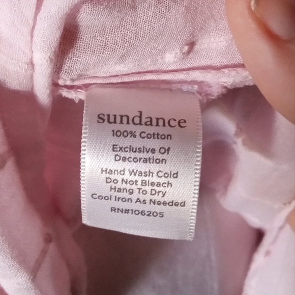 Sundance Baby Pink Marion Eyelet Lace Button Front Cotton Shirt Sz Petite Large - Picture 10 of 11